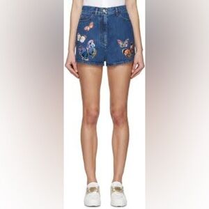 Valentino Jamaica High-rise Denim Embroidered Butterfly Shorts size 27/ US 4